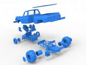 Old school pulling truck 2wd Scale 1 to 25 Modelo de Impressão 3D