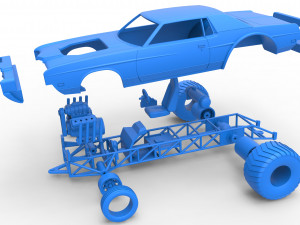 Pulling truck 2wd with Car shell Scale 1 to 25 Model Cetak 3D