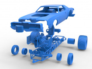 Pulling truck 2wd with Car shell Scale 1 to 25 Model Cetak 3D