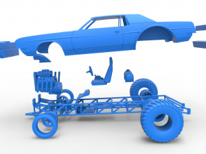 Pulling truck 2wd with Car shell Scale 1 to 25 Model Cetak 3D