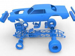 Pulling truck 2wd with Car shell Scale 1 to 25 Model Cetak 3D