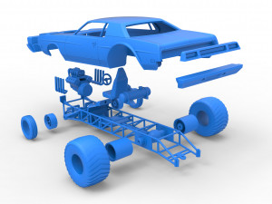Pulling truck 2wd with Car shell Scale 1 to 25 Model Cetak 3D