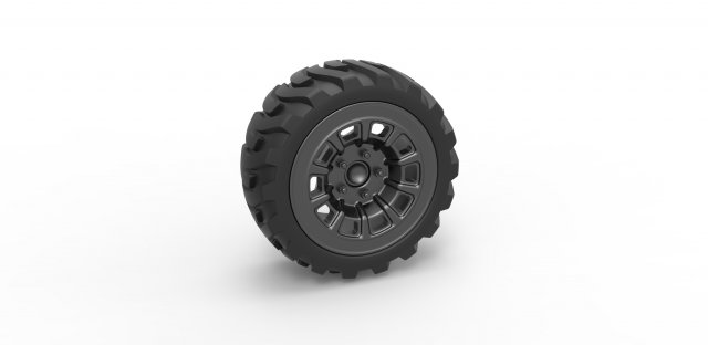 Demolition derby rear wheel 2 Scale 1 to 25 Model Cetak 3D .c4d .max .obj .3ds .fbx .stl .blend 