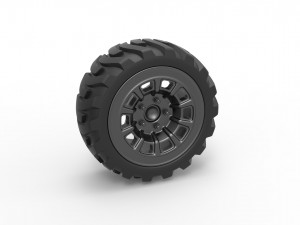 Demolition derby rear wheel 2 Scale 1 to 25 3D Print Model