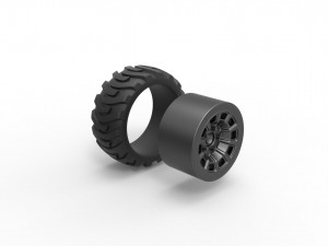 Demolition derby rear wheel 2 Scale 1 to 25 Model Cetak 3D
