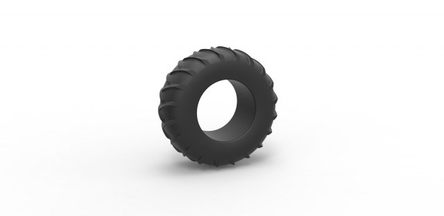 Old school pulling tractor rear tire Scale 1 to 25 Modelo de impresión 3D .c4d .max .obj .3ds .fbx .stl .blend 