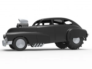 Old school pulling truck 2wd with Car shell Scale 1 to 25 3D Print Model