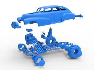 Old school pulling truck 2wd with Car shell Scale 1 to 25 3D Print Model