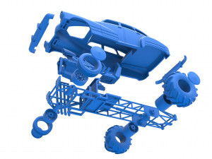 Old school pulling truck 2wd with Car shell Scale 1 to 25 3D Принт Модель