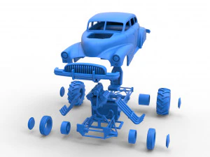 Old school pulling truck 2wd with Car shell Scale 1 to 25 3D Print Model