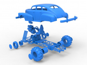 Old school pulling truck 2wd with Car shell Scale 1 to 25 3D Принт Модель