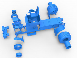 Pulling truck 2wd Hot rod Scale 1 to 25 3D Принт Модель