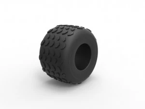 Monster Jam tire 2 Scale 1 to 25 3D Print Model