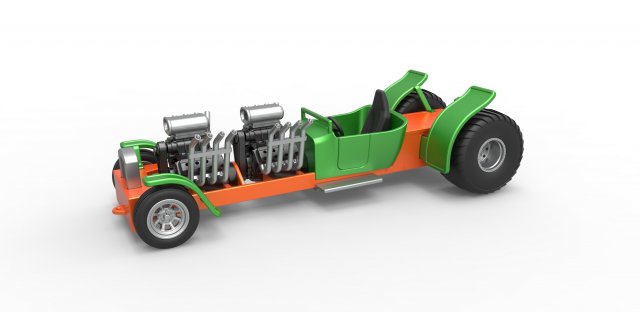 Pulling truck 2wd Hot rod with two V8 Scale 1 to 25 3D-printmodel .c4d .max .obj .3ds .fbx .stl .blend 