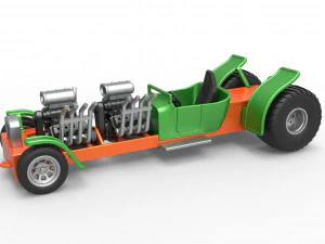 Тягач 2wd Хотрод з двома V8 Шкала 1 до 25 3D Принт Модель
