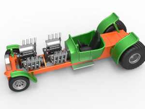 Pulling truck 2wd Hot rod with two V8 Scale 1 to 25 3D-printmodel