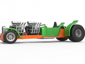 Pulling truck 2wd Hot rod with two V8 Scale 1 to 25 3D-printmodel