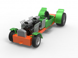 Pulling truck 2wd Hot rod with two V8 Scale 1 to 25 3D-printmodel