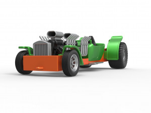 Pulling truck 2wd Hot rod with two V8 Scale 1 to 25 3D-printmodel