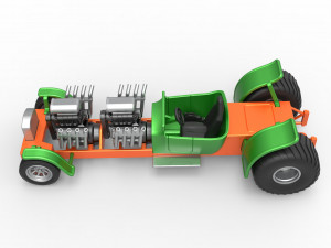 Pulling truck 2wd Hot rod with two V8 Scale 1 to 25 3D-printmodel