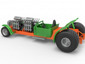 Pulling truck 2wd Hot rod with two V8 Scale 1 to 25 3D-printmodel