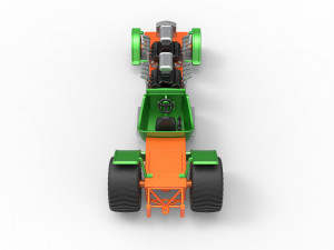 Pulling truck 2wd Hot rod with two V8 Scale 1 to 25 3D-printmodel