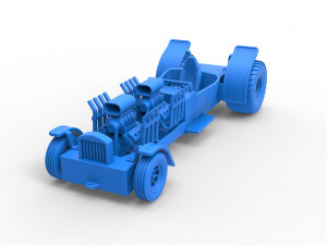 Pulling truck 2wd Hot rod with two V8 Scale 1 to 25 3D-printmodel