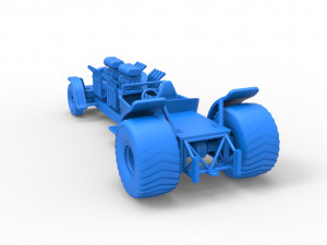 Pulling truck 2wd Hot rod with two V8 Scale 1 to 25 3D-printmodel
