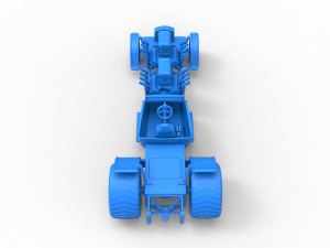 Pulling truck 2wd Hot rod with two V8 Scale 1 to 25 3D-printmodel
