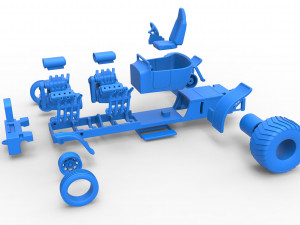 Pulling truck 2wd Hot rod with two V8 Scale 1 to 25 3D-printmodel