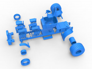Pulling truck 2wd Hot rod with two V8 Scale 1 to 25 3D-printmodel