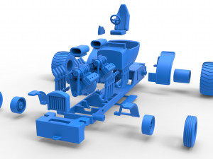 Pulling truck 2wd Hot rod with two V8 Scale 1 to 25 3D-printmodel