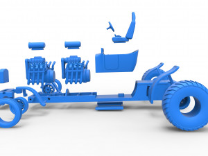 Pulling truck 2wd Hot rod with two V8 Scale 1 to 25 3D-printmodel