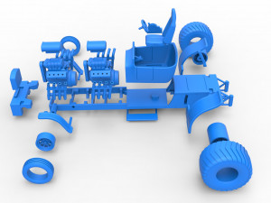 Pulling truck 2wd Hot rod with two V8 Scale 1 to 25 3D-printmodel