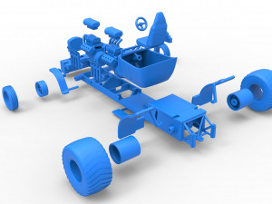 Pulling truck 2wd Hot rod with two V8 Scale 1 to 25 3D-printmodel