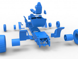 Pulling truck 2wd Hot rod with two V8 Scale 1 to 25 3D-printmodel