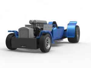 Pulling truck 2wd Hot rod with V12 Scale 1 to 25 3D Print Model