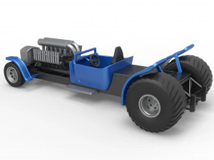 Pulling truck 2wd Hot rod with V12 Scale 1 to 25 3D Print Model