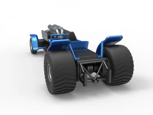 Pulling truck 2wd Hot rod with V12 Scale 1 to 25 3D Print Model