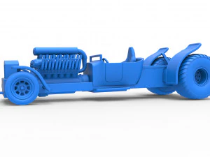 Pulling truck 2wd Hot rod with V12 Scale 1 to 25 3D Print Model