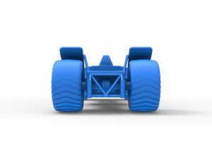 Pulling truck 2wd Hot rod with V12 Scale 1 to 25 3D Print Model