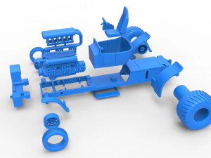 Pulling truck 2wd Hot rod with V12 Scale 1 to 25 3D Print Model