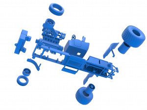 Pulling truck 2wd Hot rod with V12 Scale 1 to 25 3D-printmodel