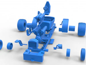 Pulling truck 2wd Hot rod with V12 Scale 1 to 25 3D Print Model