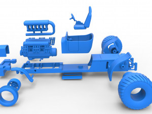 Pulling truck 2wd Hot rod with V12 Scale 1 to 25 3D-printmodel