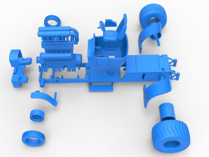 Pulling truck 2wd Hot rod with V12 Scale 1 to 25 3D-printmodel