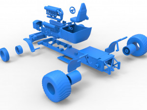 Pulling truck 2wd Hot rod with V12 Scale 1 to 25 3D-printmodel