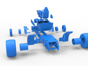 Pulling truck 2wd Hot rod with V12 Scale 1 to 25 3D-printmodel