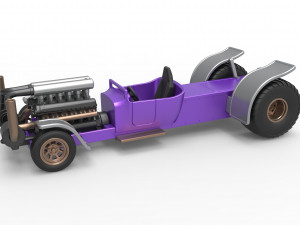 Pulling truck 2wd Hot rod with turbo V12 Scale 1 to 25 3D Print Model