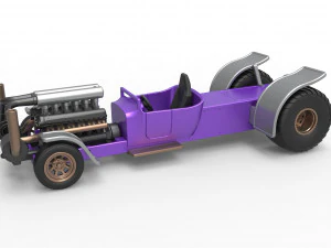 Тягач 2wd Хотрод з турбонаддувом V12 Шкала від 1 до 25 3D Принт Модель